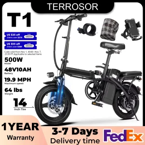 1Year Warranty 500W Dual Disc Brake Adult Foldable Electric Bicycle