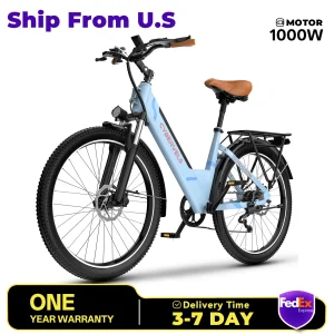Cybervelo EK2 26" Electric E Bike with 7-Speed,1000 Peak for Adults