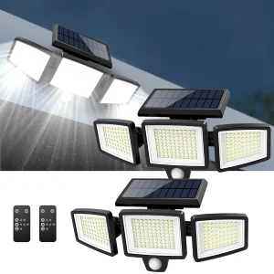 Three-Head Outdoor Waterproof Solar Light with 200+ LEDs, Motion Sensor